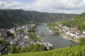 Cityscape of Cochem high view from the Castle with Mosel river.