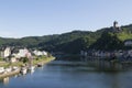 Cityscape of Cochem from the Mosel river with view of the Castle