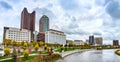 Cityscape of Columbus above the Scioto River - Ohio, United States