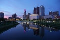 Downtown lights of the Columbus Ohio skyline Royalty Free Stock Photo