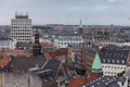 Cityscape of Copenhagen, view from the Round Tower, Denmark.