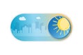CItyscape daytime ON Toggle switch button icon on white background Royalty Free Stock Photo