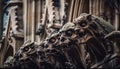 Cityscape decorated with majestic gothic statues and sculptures generated by AI