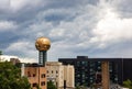 Cityscape of Downtown, Knoxville, Tennessee against a cloudy sky