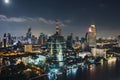 Cityscape downtown. Night city urban skyline Bangkok, Thailand.