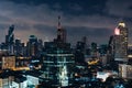 Cityscape downtown. Night city urban skyline Bangkok, Thailand. Royalty Free Stock Photo