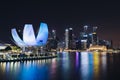 Cityscape downtown. Night city urban skyline Singapore