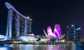 Cityscape downtown. Night city urban skyline Singapore