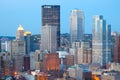 Cityscape of downtown Pittsburgh at the evening