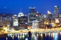 Cityscape of downtown Pittsburgh at night Royalty Free Stock Photo