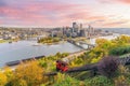 Cityscape of downtown skyline and vintage incline in Pittsburgh, Pennsylvania, USA Royalty Free Stock Photo