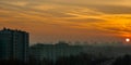 cityscape. dramatic sunset over a residential quarter of a big city