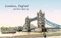 Cityscape drawing sketch Tower Bridge, London, England Royalty Free Stock Photo