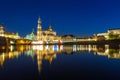 Cityscape of Dresden at Elbe River and Augustus Bridge at night, Saxony. Germany Royalty Free Stock Photo