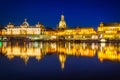 Cityscape of Dresden at Elbe River at night, Germany Royalty Free Stock Photo