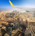 Cityscape of Dubai from aeroplane window Royalty Free Stock Photo