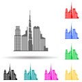 cityscape of Dubai multi color style icon. Simple glyph, flat vector of cityscape icons for ui and ux, website or mobile Royalty Free Stock Photo