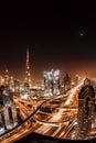 Cityscape of Dubai at night with modern futuristic architecture , United Arab Emirates Royalty Free Stock Photo