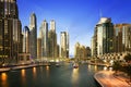 Cityscape of Dubai at night, United Arab Emirates Royalty Free Stock Photo