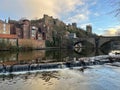 Cityscape of Durham UK with River Wear, Castle, and Cathedral