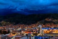 Cityscape at dusk in Cusco, Peru Royalty Free Stock Photo