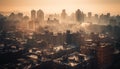 Cityscape at dusk, skyscrapers illuminate the modern urban skyline generated by AI Royalty Free Stock Photo