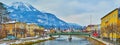 The cityscape with Elizabethbrucke, Bad Ischl, Salzkammergut, Austria