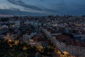 Cityscape of evening Porto, Portugal with the roofs in old town during sunset. Shot from bell tower of Church of the Clergymen at Royalty Free Stock Photo