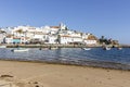 Cityscape of Ferragudo with boats in the foreground, Algarve, Portugal Royalty Free Stock Photo