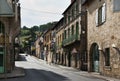 Cityscape of Figeac after crossing river of Le Cele France