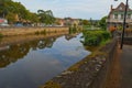 Cityscape of Figeac and river of Le Cele France