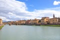 Cityscape of Florence, Tuscany, Italy. Historical center located along the Arno river. Blue sky and clouds over the Italian city. Royalty Free Stock Photo