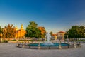 Cityscape with fountain on Piazza Prato della Valle square
