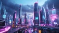 Cityscape of futuristic megalopolis. Advance civilization concept. Creative background.