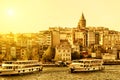 Cityscape with Galata Tower over the Golden Horn, Istanbul Royalty Free Stock Photo