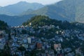 Cityscape of Gangtok, Sikkim, India. First light of Sun , at early morning, Himalayan mountains in the background