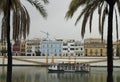 The cityscape with Guadalquivir river in Seville, Royalty Free Stock Photo