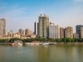 Cityscape of Guangzhou city with pearl river.Guangzhou also known as Canton and formerly romanized as Kwangchow or Kwong Chow,