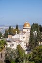 The cityscape of Haifa city and metropolitan area. Panoramic view of the Bahai gardens Royalty Free Stock Photo