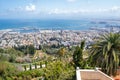 The cityscape of Haifa city and metropolitan area. Panoramic view of the Bahai gardens Royalty Free Stock Photo