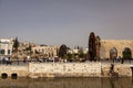 Cityscape of Hama with Orontes River and famous Norias (waterwheels) Royalty Free Stock Photo