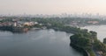 Cityscape of Hanoi and lake Hoan kiem in Vietnam Asia late in the evening Royalty Free Stock Photo