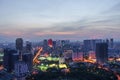 Cityscape of Hanoi skyline in Cau Giay district by Cau Giay park during sunset time in Hanoi city, Vietnam