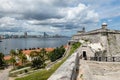 Cityscape of Havana, Cuba capital city, Morro Castle, with Bahia de la Habana bay Royalty Free Stock Photo