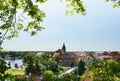 Cityscape of Havelberg with Havel River. In background the churc