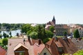 Cityscape of Havelberg with Havel River. In background the churc