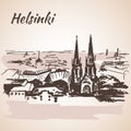 Cityscape of Helsinki - Finland. Sketch