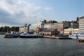 Cityscape of Helsinki, South Harbor and Market Square, Finland.