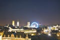 Cityscape of the historic city of Ghent and Roue de paris ferry wheel in Ghent, Christmas Royalty Free Stock Photo