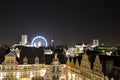 Cityscape of the historic city of Ghent and Roue de paris ferry wheel in Ghent, Christmas Royalty Free Stock Photo